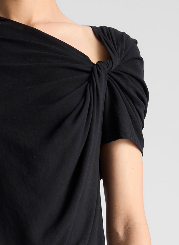 A.l.c. Liz Asymmetric Cotton Crepe Tee Black