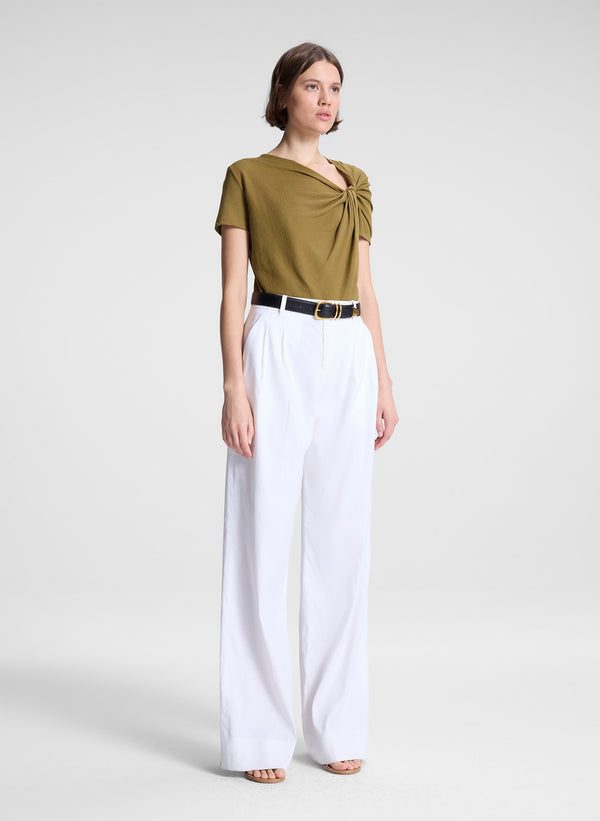 A.l.c. Liz Asymmetric Cotton Crepe Tee Hazel
