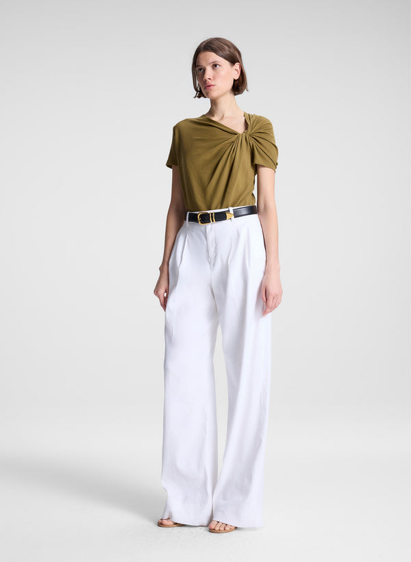 A.l.c. Liz Asymmetric Cotton Crepe Tee Hazel
