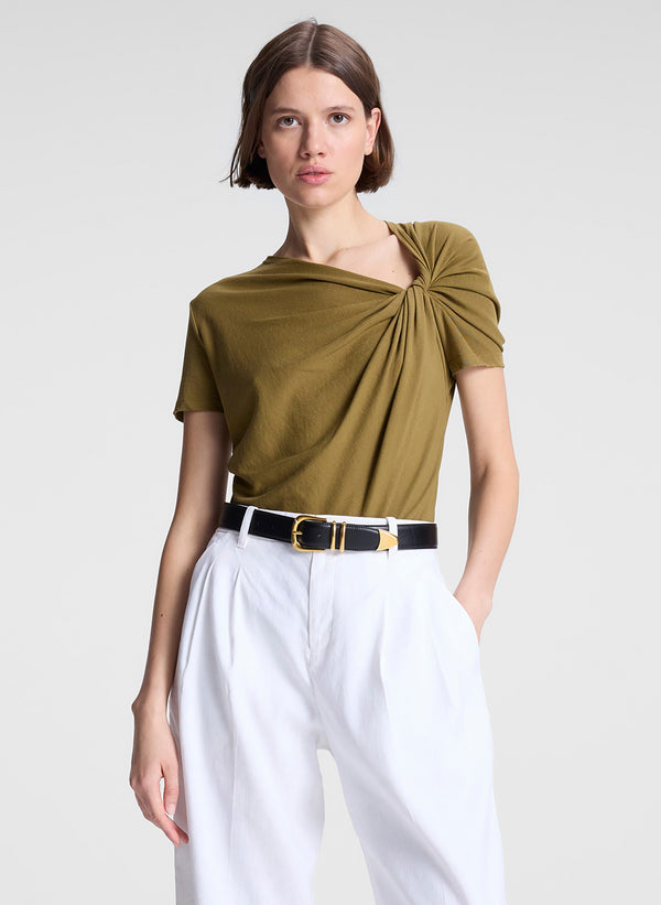 a.l.c. Liz Asymmetric Cotton Crepe Tee Hazel