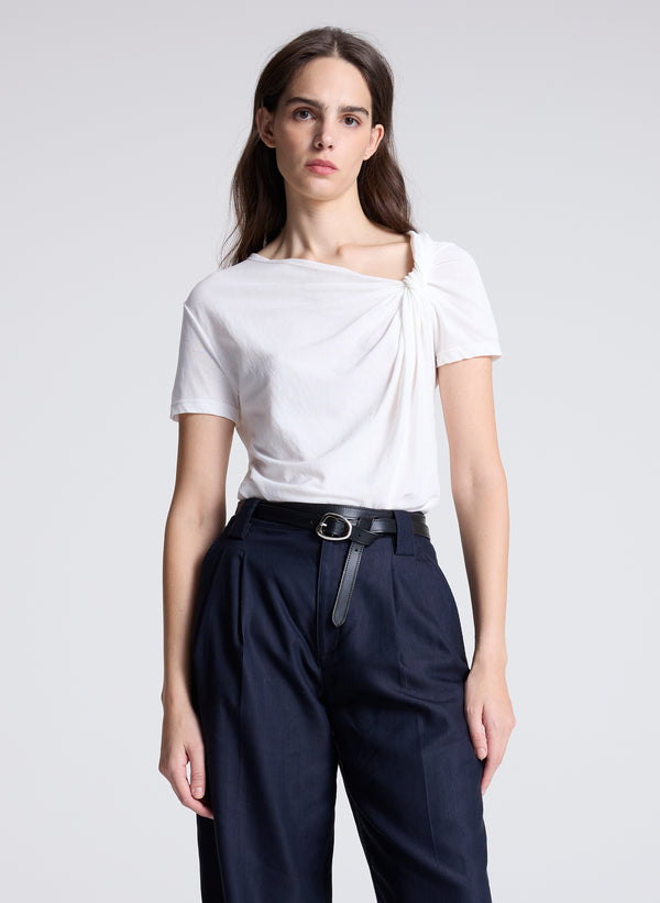 a.l.c. Liz Asymmetric Cotton Crepe Tee White