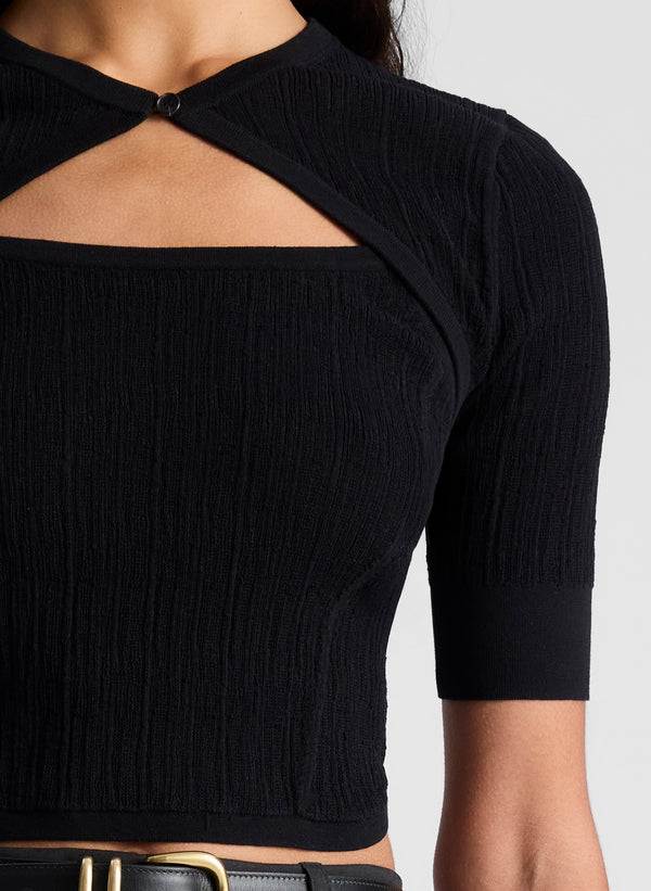 A.l.c. Loma Fine Cotton Knit Top Black