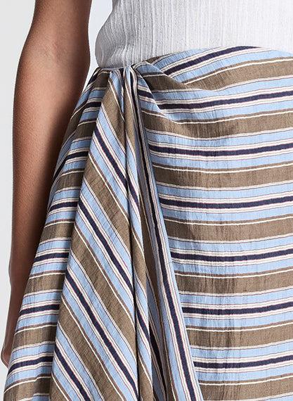 A.l.c. Lota Striped Linen Midi Skirt Hazel Stripe