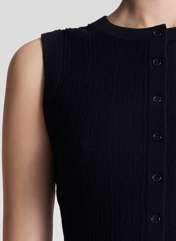 A.l.c. Lottie Cropped Fine Cotton Knit Top Black