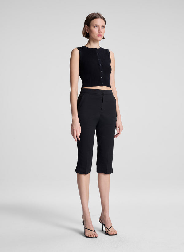 A.l.c. Lottie Cropped Fine Cotton Knit Top Black
