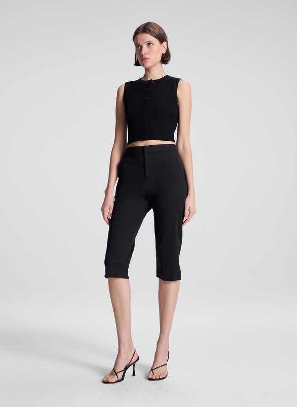 A.l.c. Lottie Cropped Fine Cotton Knit Top Black