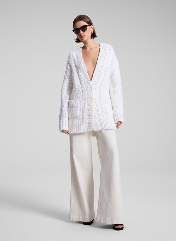 a.l.c. Lou Cashmere Silk Oversized Cardigan White