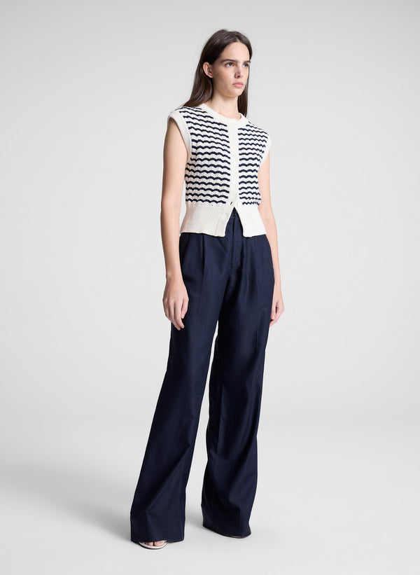 A.l.c. Margo Striped Knit Top Parchment/Navy Stripe