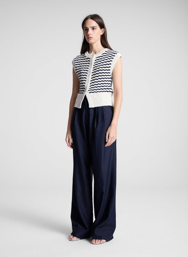 A.l.c. Margo Striped Knit Top Parchment/Navy Stripe