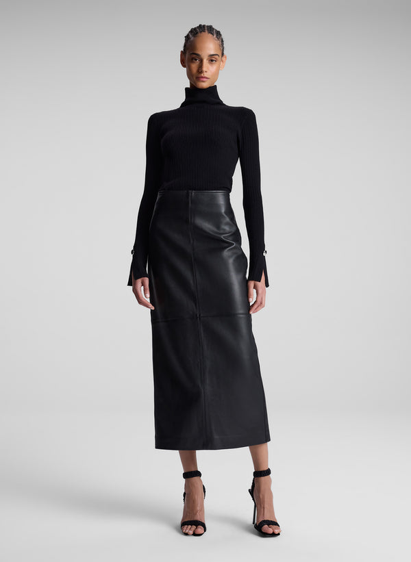 A.l.c. Marta Leather Midi Skirt Black