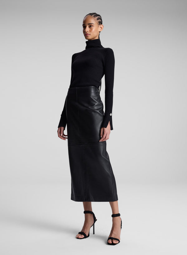 A.l.c. Marta Leather Midi Skirt Black