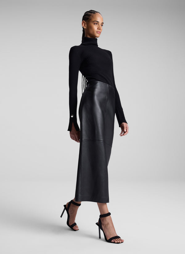 a.l.c. Marta Leather Midi Skirt Black