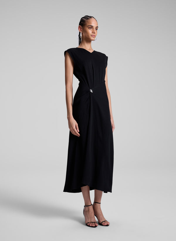 A.l.c. Mary Hammered Crepe Midi Dress Black