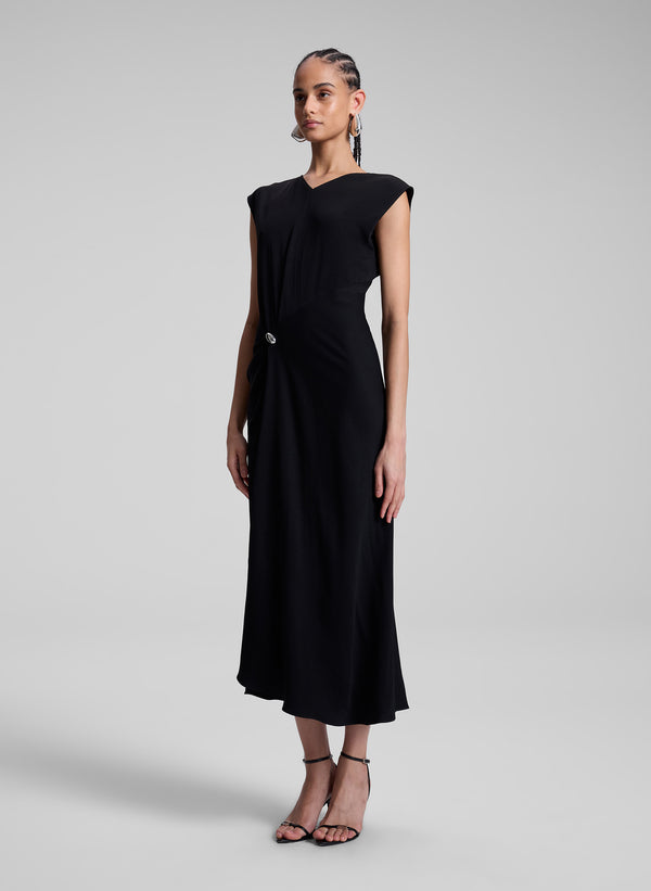 A.l.c. Mary Hammered Crepe Midi Dress Black