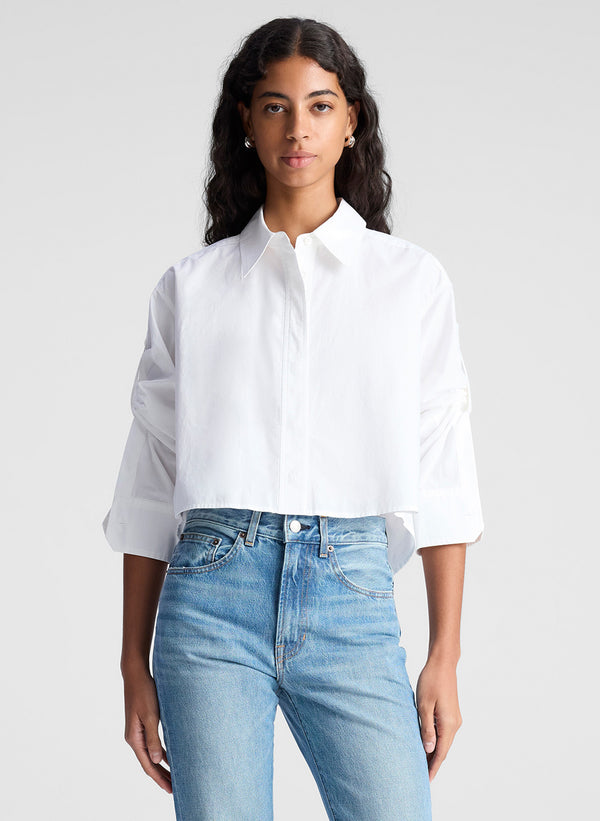 a.l.c. Maude Cropped Cotton Shirt White