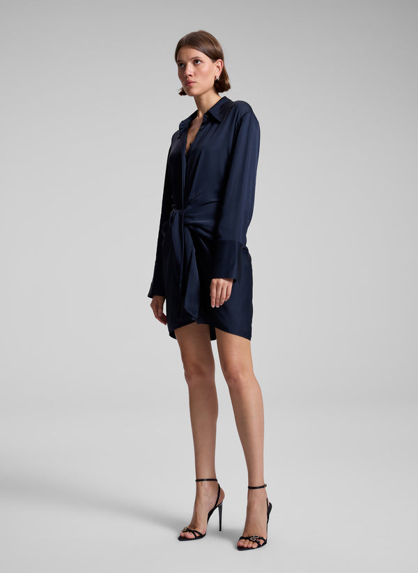 A.l.c. Mia Satin Mini Shirtdress Dark Sapphire