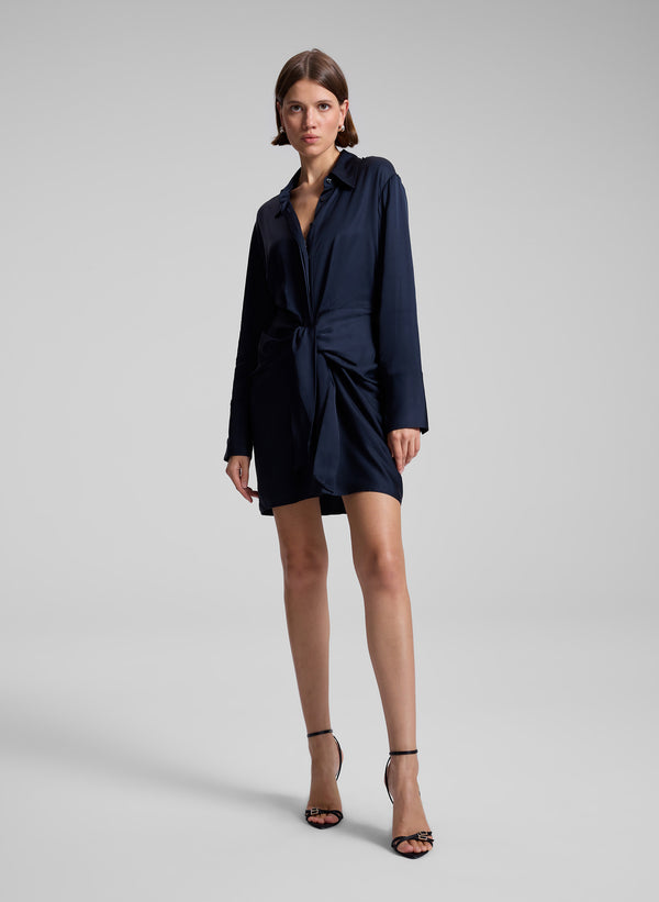 A.l.c. Mia Satin Mini Shirtdress Dark Sapphire