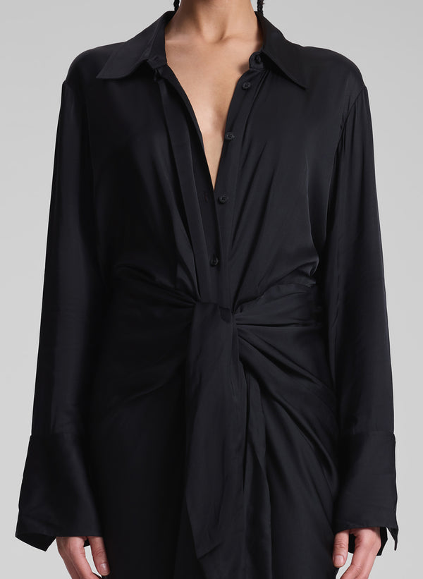A.l.c. Mila Satin Maxi Shirtdress Black