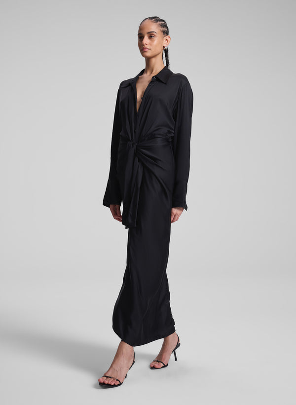 A.l.c. Mila Satin Maxi Shirtdress Black