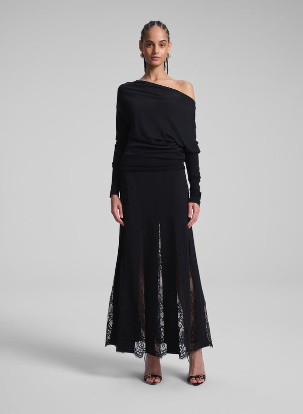 a.l.c. Mira Lace Midi Skirt Black/Black