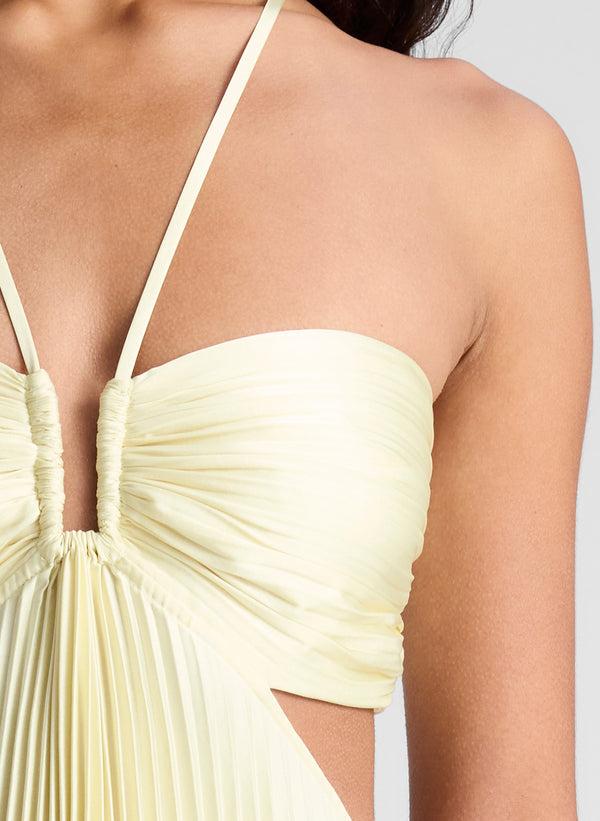 A.l.c. Moira Satin Pleated Maxi Dress Light Canary