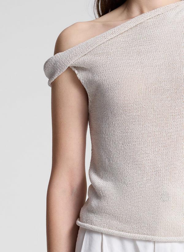 A.l.c. Mona Asymmetric Open Knit Top Creme
