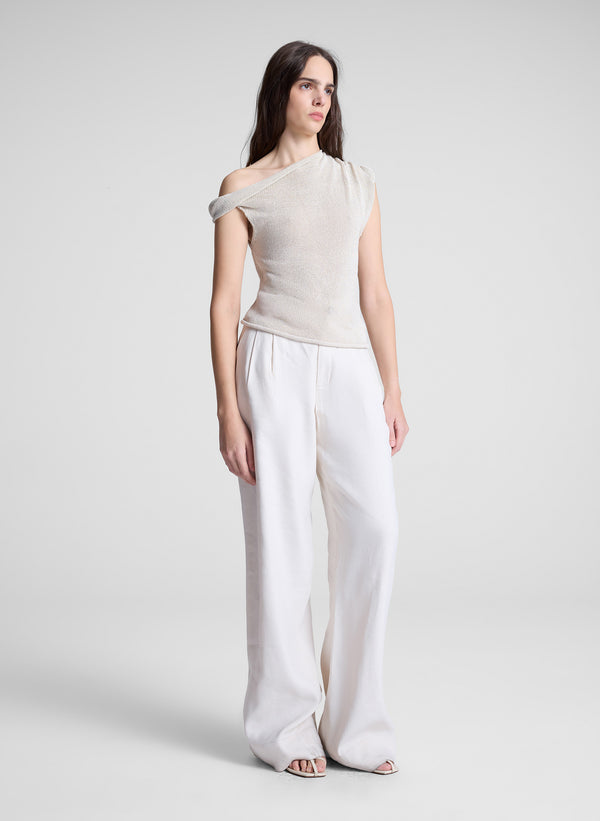 A.l.c. Mona Asymmetric Open Knit Top Creme