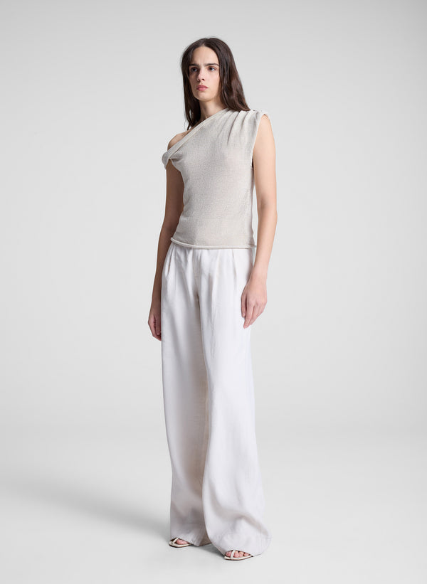 A.l.c. Mona Asymmetric Open Knit Top Creme