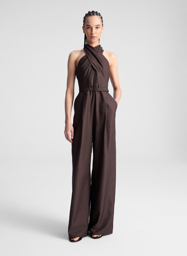 a.l.c. Murphy II Wide Leg Jumpsuit Dark Carob