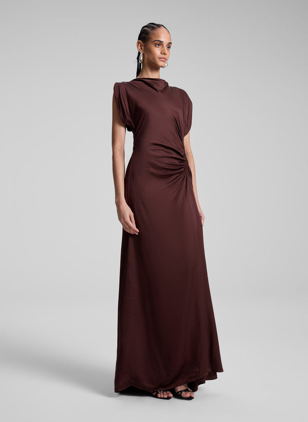 A.l.c. Nadia Satin Gown Chocolate Plum