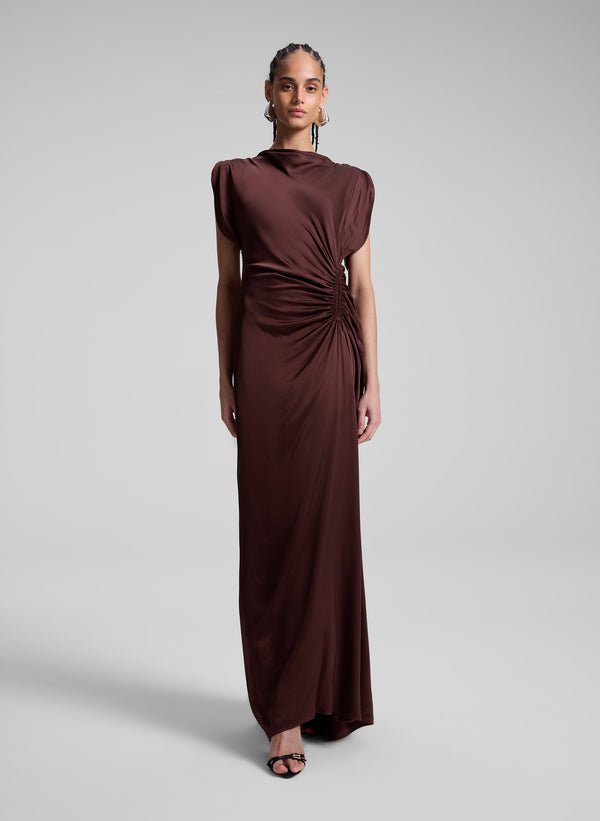a.l.c. Nadia Satin Gown Chocolate Plum