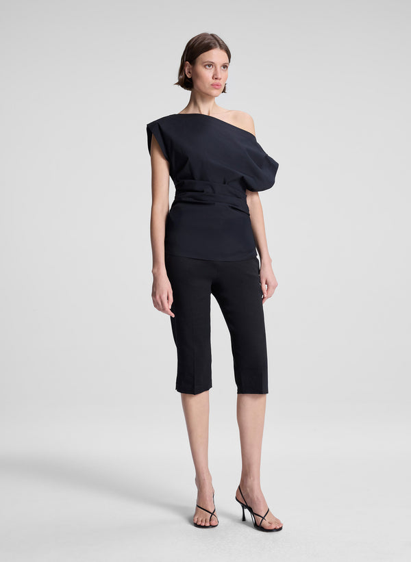 A.l.c. Nara Stretch Cotton Off Shoulder Top Black