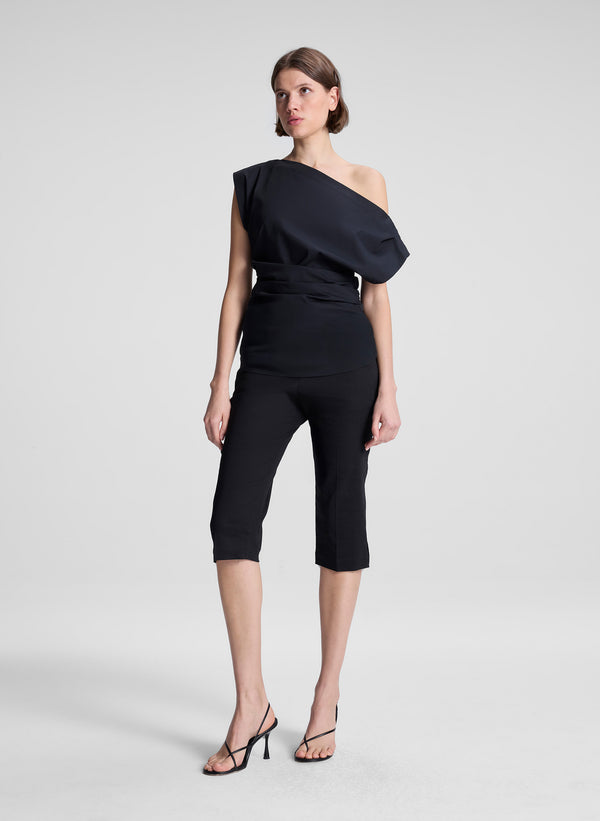 A.l.c. Nara Stretch Cotton Off Shoulder Top Black