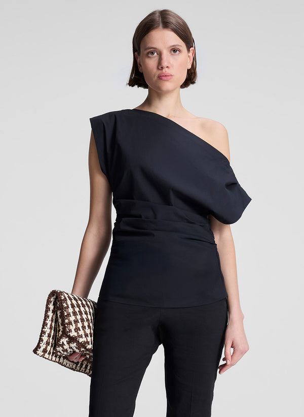 a.l.c. Nara Stretch Cotton Off Shoulder Top Black