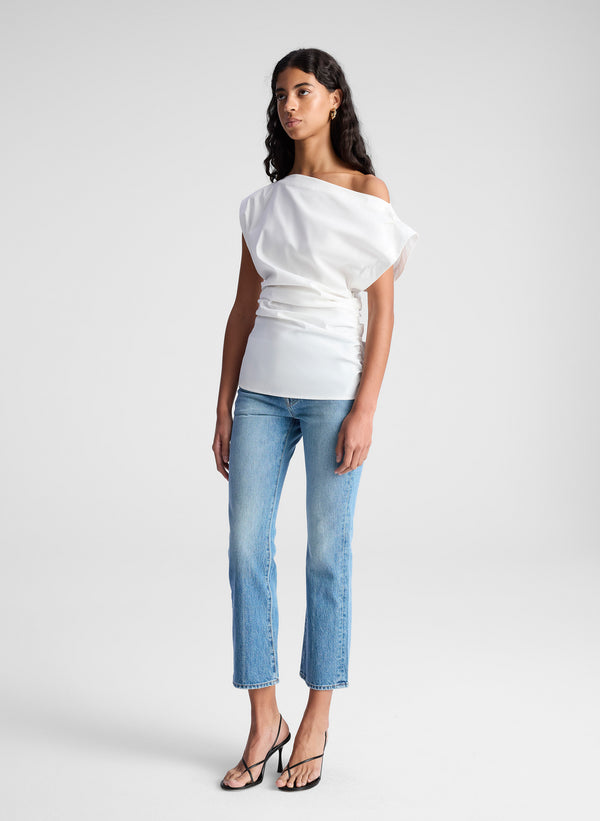 A.l.c. Nara Stretch Cotton Off Shoulder Top White