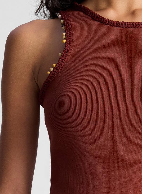 A.l.c. Nelly Beaded Knit Tank Deep Sequoia