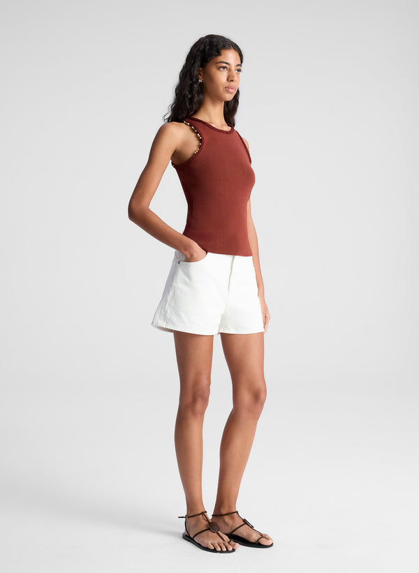 A.l.c. Nelly Beaded Knit Tank Deep Sequoia