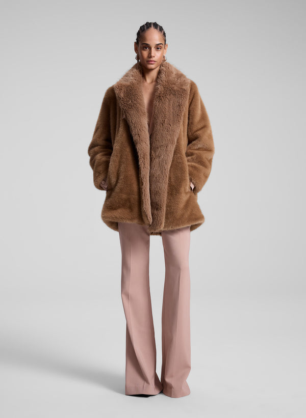 a.l.c. Nina Faux Fur Coat Gobi Tan