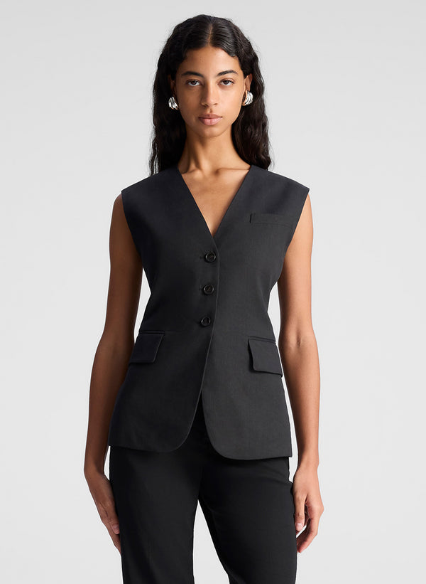 a.l.c. Noa Lace Up Linen Vest Black