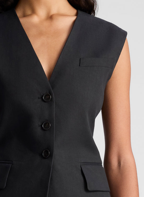 a.l.c. Noa Lace Up Linen Vest Black