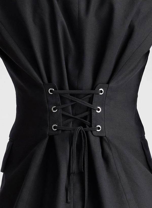 a.l.c. Noa Lace Up Linen Vest Black