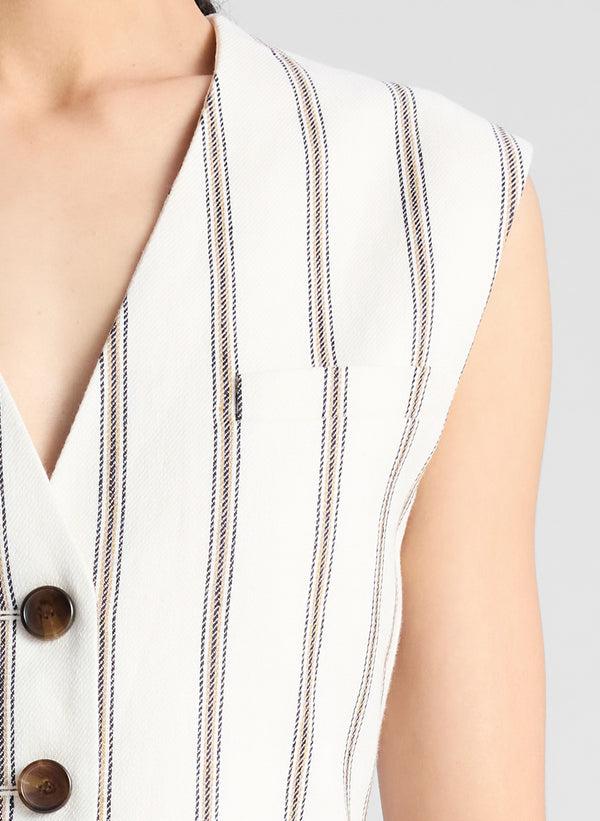 A.l.c. Noa Striped Linen Vest Cream Stripe