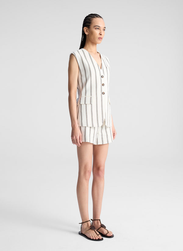 A.l.c. Noa Striped Linen Vest Cream Stripe