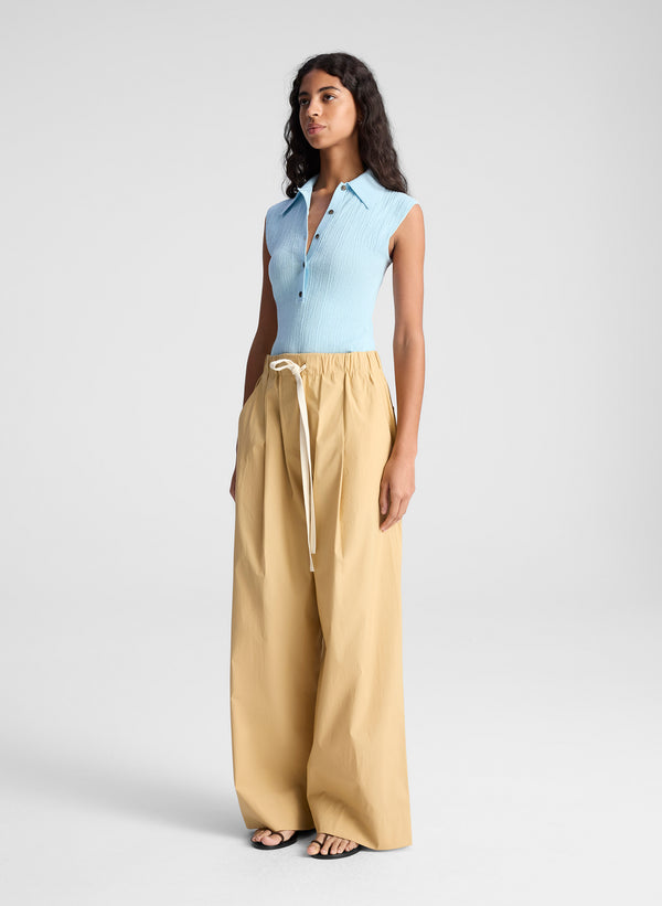 A.l.c. Ollie Fine Cotton Knit Polo Top Sky Blue