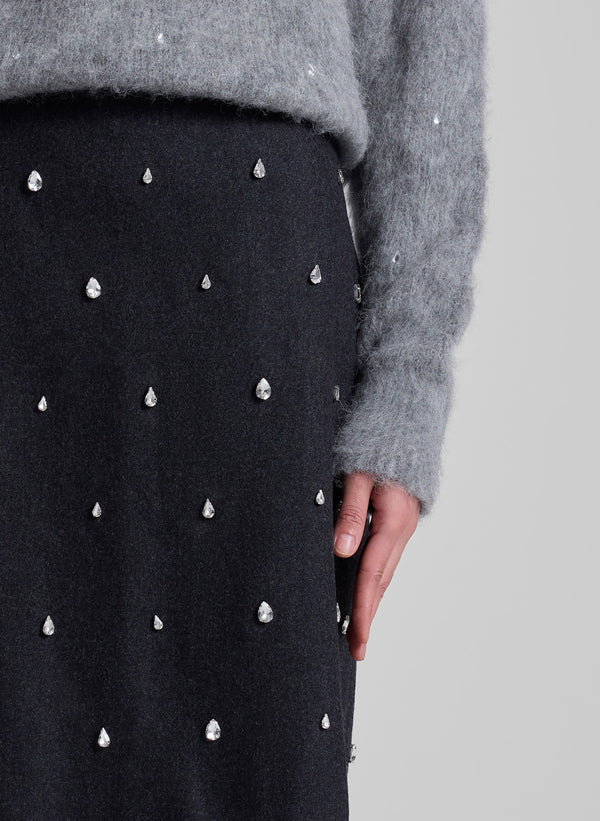 A.l.c. Opal Embellished Wool Pencil Skirt Charcoal