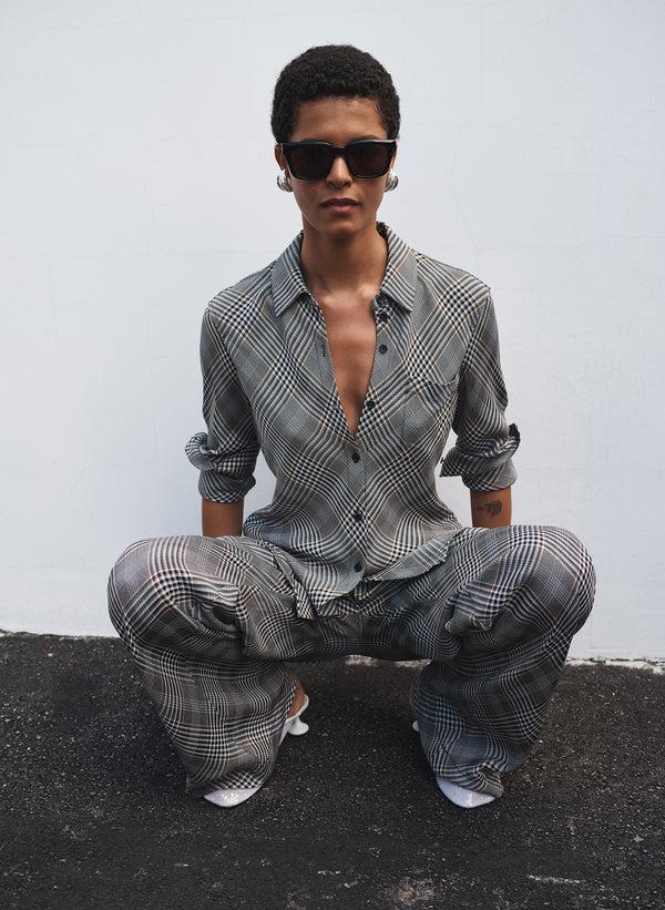 a.l.c. Otis Plaid Pant Black/Brown Plaid