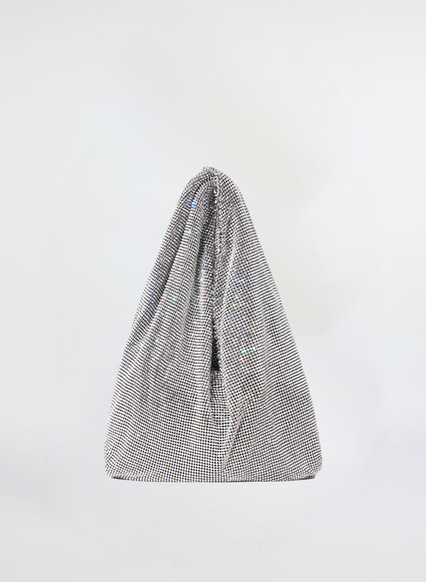 a.l.c. Paige Rhinestone Chain Mesh Bag Silver