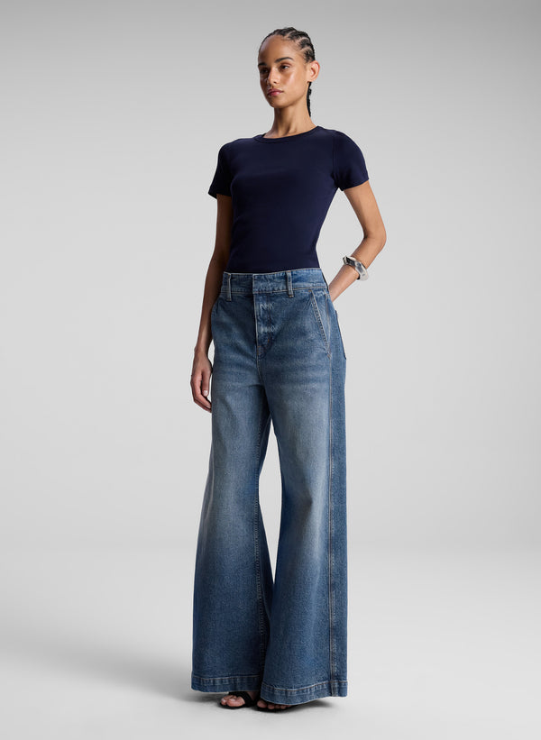 A.l.c. Paloma Cotton Rib Baby Tee Maritime Navy