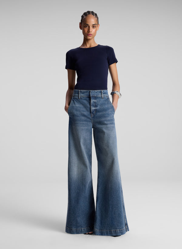 a.l.c. Paloma Cotton Rib Baby Tee Maritime Navy