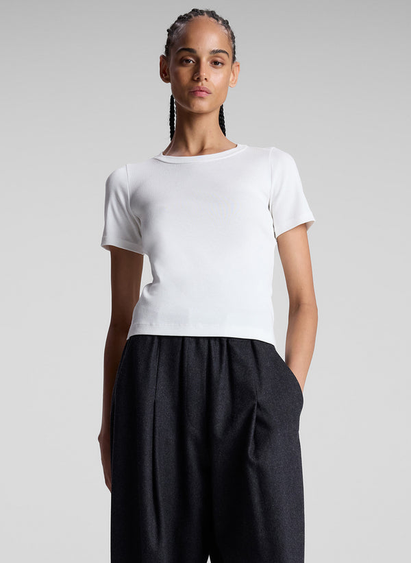 a.l.c. Paloma Cotton Rib Baby Tee White